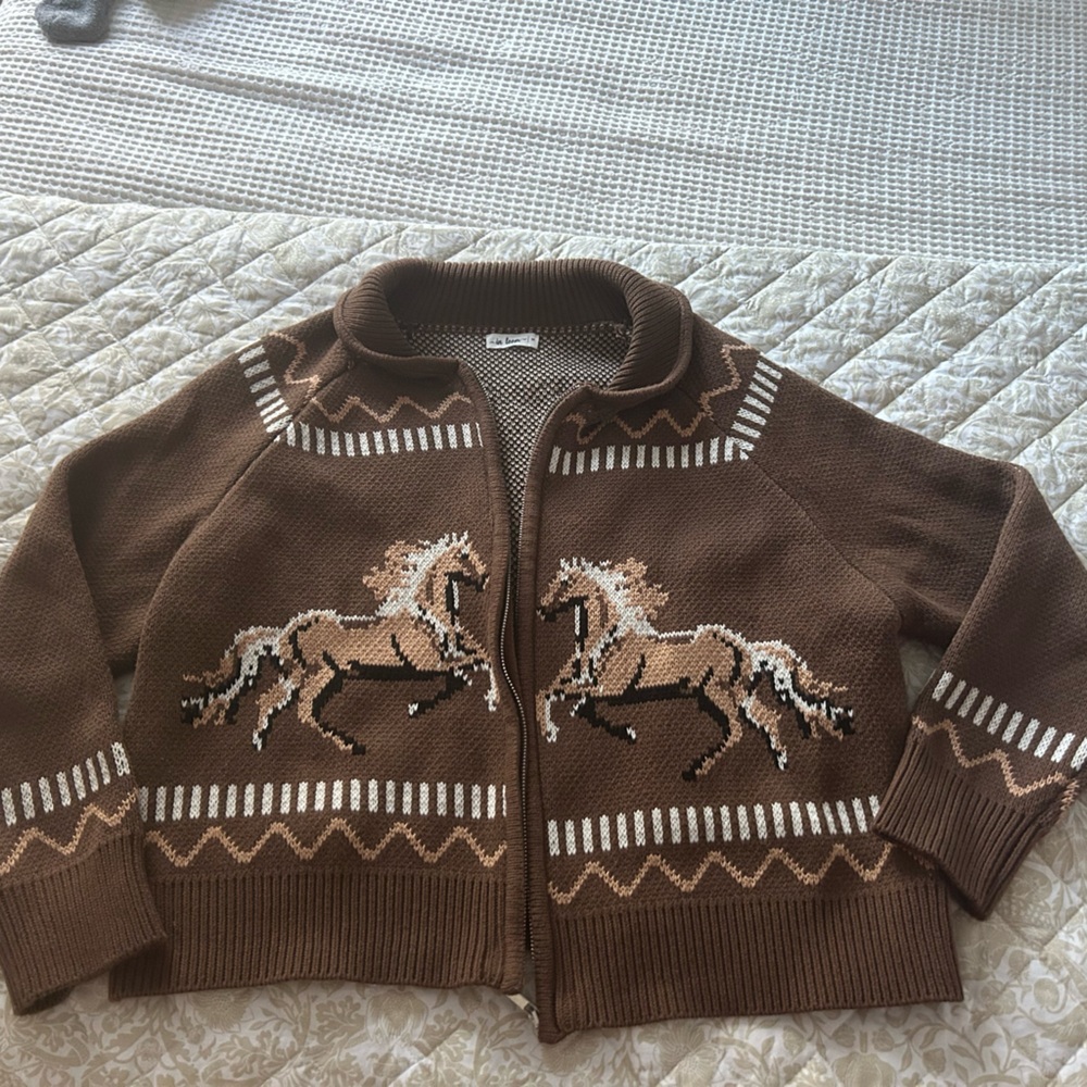 Brown Horse Pattern Sweater